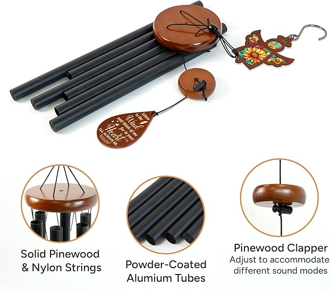 FLAGWIX Sympathy Gifts for Loss of Loved One - Memorial Wind Chimes for Outside 32 in - Large Outdoor Wind Chimes, Bereavement Gift Ideas, Remembrance Condolence Memorial Gifts for Loss of Mom Dad