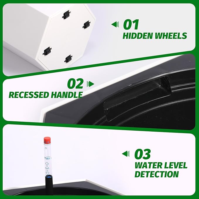 16" Tall Planters Set of 2, Large Outdoor & Indoor Self-Watering Pots with Water Level Monitor, Drainage Hole & Wheels, Planter Pots for Garden, Patio, Balcony, Lounge - White