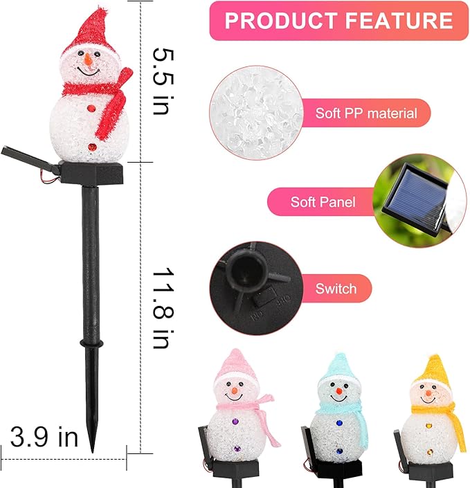 Outdoor Christmas Decorations 2025-Christmas Light Stakes for Yard-Snowman Solar Lights-Snowman Christmas Ornaments for Yard Garden Lawn Landscape Patio Walkway Decor