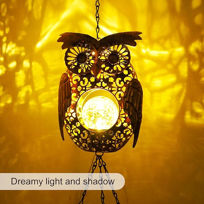 Wind Chimes Outdoor Indoor Decor: Valentines Day Gifts for Her Wife Women Mom Grandma Birthday - Outside Lights for Garden Yard Patio Porch (Owl)