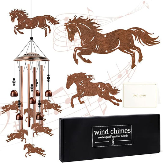 Horse Wind Chimes for Outside - Western Horse Gifts for Women Men, Memorial Wind Chimes for Outdoor, Garden Patio Yard Porch Decor, Birthday Mother's Day for Mom Grandma