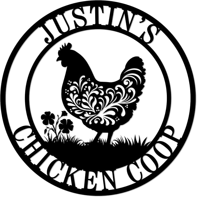 Personalized Chicken Coop Sign Custom Hen House Metal Wall Decor Farm Name and Date Plaque Outdoor Yard Garden Art for Farmers Coop Entrance Ornament