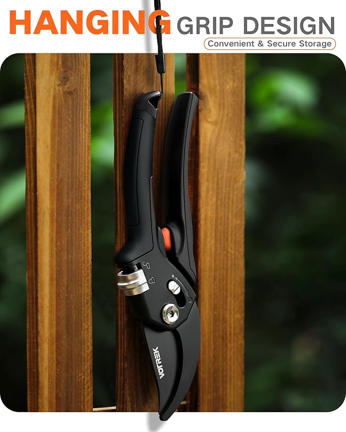 VOTREK 8.5" Pruning Shears for Gardening, 【Unique Stepless Handle Opening】Professional Bypass Garden Clipper for All Hands, SK5 Steel Blades, Heavy Duty Ergonomic Plant Pruners for Branch