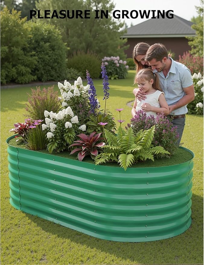 6x3x2ft Galvanized Raised Garden Bed, Durable Outdoor Planter Box, Spacious Raised Bed Ideal for Growing Vegetables, Fruits, and Flowers, Easy Assembly, Green