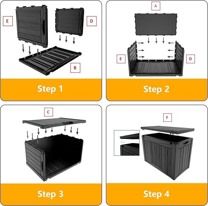 Yardgrace 46 Gallon Resin Deck Box Waterproof Outdoor Storage Box for Patio Furniture Pool Accessories Indoor Storage for Cushion Garden Tools, Black