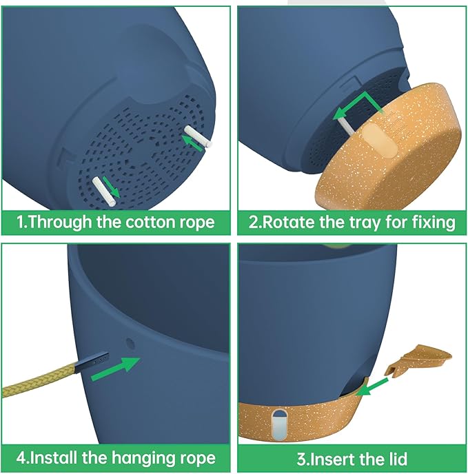 ZMTECH 10 Inch Hanging Planters for Indoor Plants & Outdoor - 2 Pack Self-Watering Hanging Pots with Drainage Holes, Visual Reservoir, Plastic Hanging Baskets Flower Pots with Removable Saucer, Blue