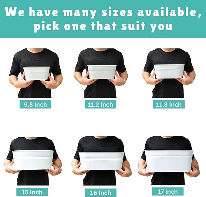 LaLaGreen Planter Boxes for Outdoor (8 Pack, 17 Inch) White Metal Deck Railing Hanging Flower Pots, Large Window Box Plant Holder Hooks Fence Rail Bucket Modern Countryside Boho Style Wall Mount Porch