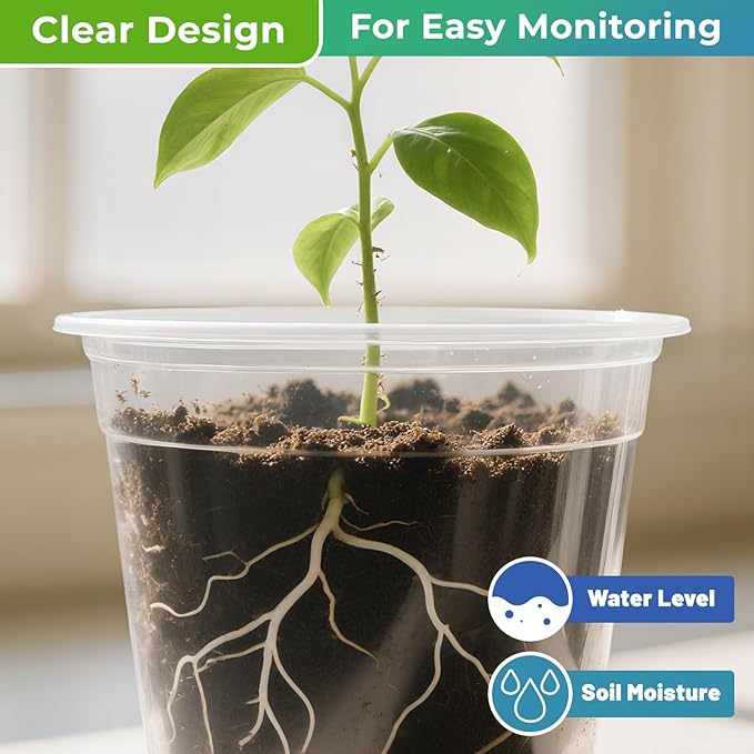 Nursery Pots for Plants, 30 Packs Clear Nursery Pots with Drainage, 3/4/5 Inch Plastic Planter Pots Including 30 Plant Labels in Yellow White Blue (30)