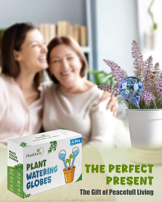 Iridescent Self Watering Globes, Glass Rainbow Plant Watering Globes, Self Watering Planter Insert, Automatic Plant Waterer Indoor (Small-4 Pcs Multi-Color)