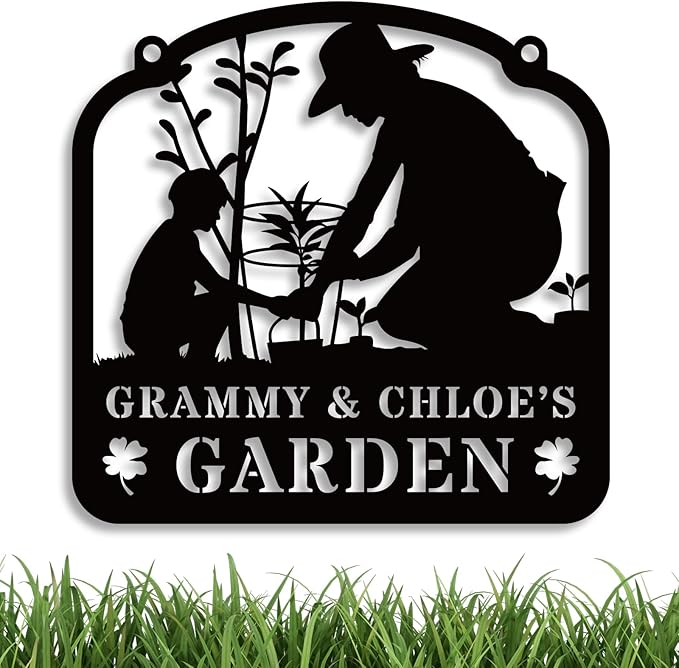 Personalized Family Garden Metal Sign, Custom Gift for Parents, Grandparents,Garden Decor
