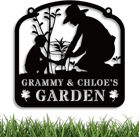 Personalized Family Garden Metal Sign, Custom Gift for Parents, Grandparents,Garden Decor
