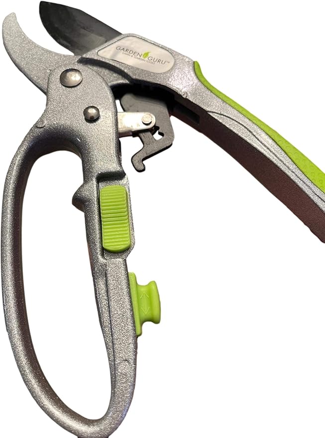 GARDEN GURU Professional Ratchet Pruning Shears Clippers – 4X Cutting Power – Ratcheting Garden Anvil Pruners Scissors - Ergonomic Grip - Makes Tough Cuts Easy - Great for Seniors & Arthritic Hands