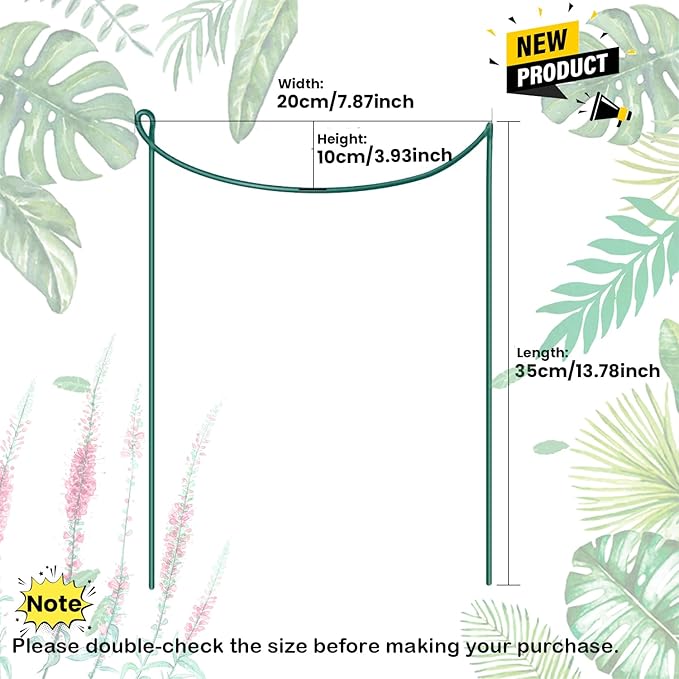 WooWellGoGoGo 8 Pack Snake Plant Support Stakes - Rust-Proof Half Round Peony Stakes and Supports - Ideal for Hydrangeas, Dahlias, ZZ, and More - Indoor and Outdoor Potted Plant Support and Stakes