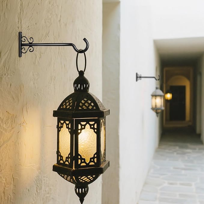 BOLITE Plant Hangers, 8 Inch Plant Hooks for Wall Indoor Outdoor, Metal Hooks for Hanging Hummingbird Feeders, Bird Feeders, Planters, Lanterns, Wind Chimes, 2 Pack, Black, Gifts for Women Men