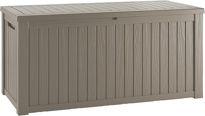 Yardgrace Outdoor Storage Box, 200 Gallon Resin Deck Box for Patio Furniture, Garden Tools and Pool Accessories, Waterproof Lockable UV-Resistant Storage Bin Bench Cabinet for Outside, Grey