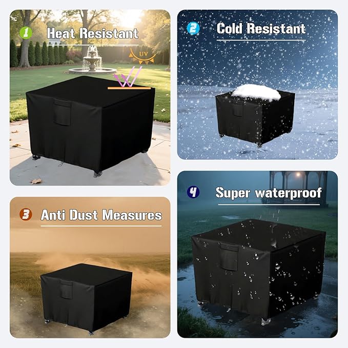 Chinchilla Heavy Duty 30 Inch Square Fire Pit Cover - 100% Waterproof & Weatherproof, Durable All-Season Protection for 28/29/30 Inch Propane Fire Pits and Tables