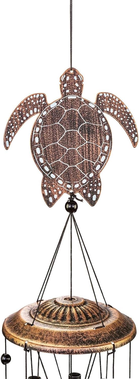 VP Home 32" H Rustic Sea Green Tribal Turtles Wind Chimes for Outside Unique Sea Turtle Windchimes for Outdoor Decoration and Garden Decoration, Gift for Women, Mom, Grandma, Unisex