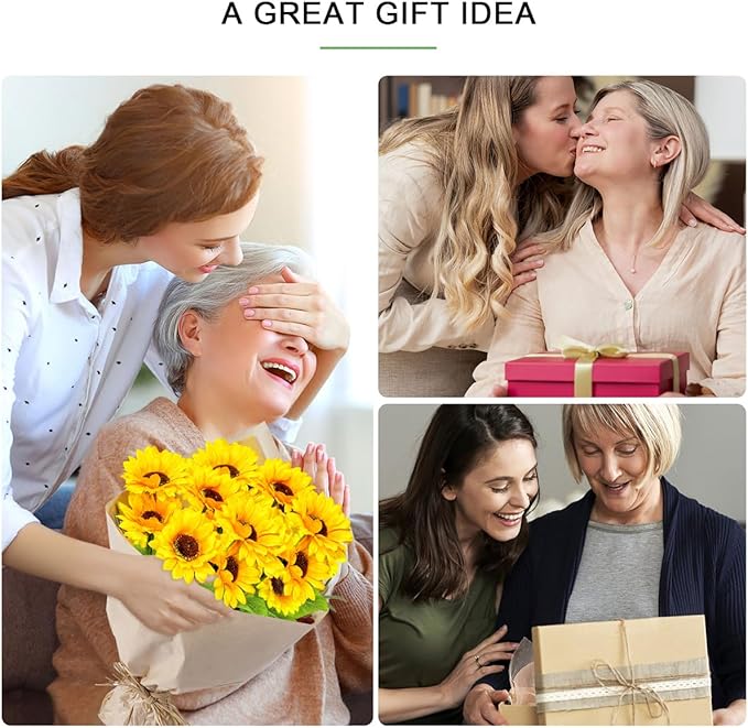 Upgraded Solar Sunflower Lights 1 Pack with 6 Outdoor Decor Flower Lights for Xmas Gift for Mom and Friends, IP65 Waterproof Sunflower Garden Stake Lights for Yard Patio Lawn Pathway (Warm White)