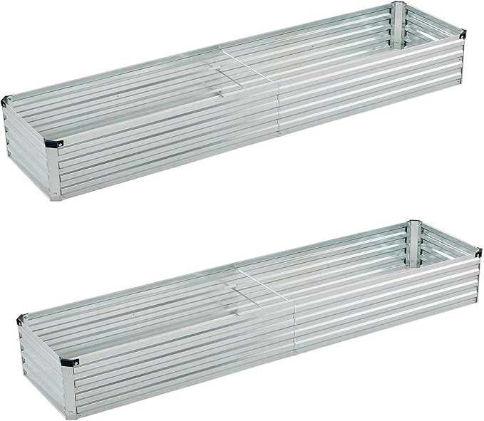 6x1.5x1ft(2 Pack) Galvanized Raised Garden Bed,Outdoor Planter Box Metal Patio Kit Planting Bed for Vegetables Flowers Herb,Silver