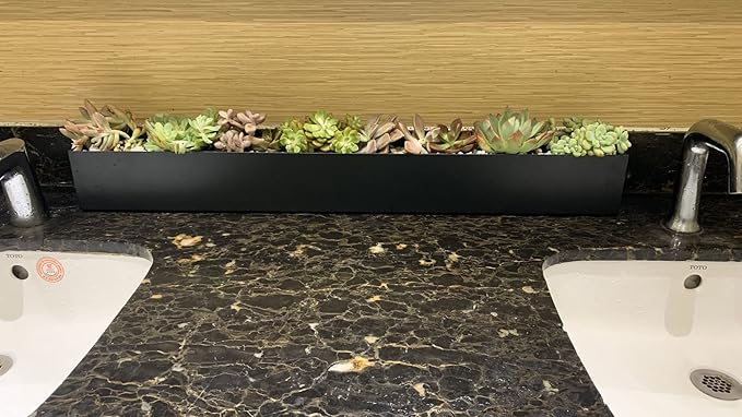 Rectangle Succulent Planter Box - 32" Window Sill Planters - Decorative Indoor/Outdoor Table or Window Boxes Planter - Windowsill Herb (1pc Black)