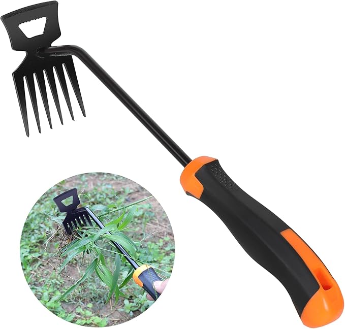 Weed Remover Tool,Portable Garden Weeder Tool,2024 New Manganese Steel Weeding Tools,for Hand Weeder for Vegetable Gardening Backyard Farm Planting & Uprooting Weeding Tool (Rubber 6-Tooth)