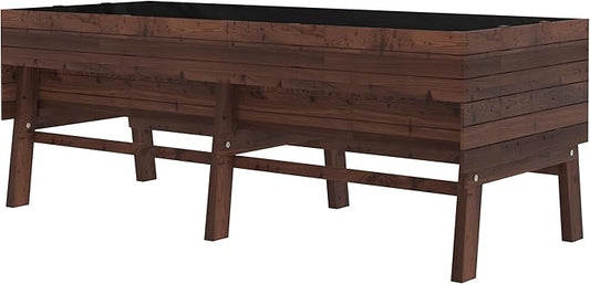 BlueWish Cedar Raised Garden Bed, 28.5" H Planter Boxes Outdoor with Detachable Black Liner, Drainage Holes, Raised Beds for Gardening, Vegetable, Flower, Rustic