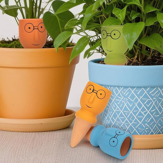 Terracotta Watering Spikes Set -Self Watering Planter Insert with 4 Pcs Automatic Plant Watering System for Indoor Potted Plants, Outdoor Garden, Vacation Plant Care Accessories