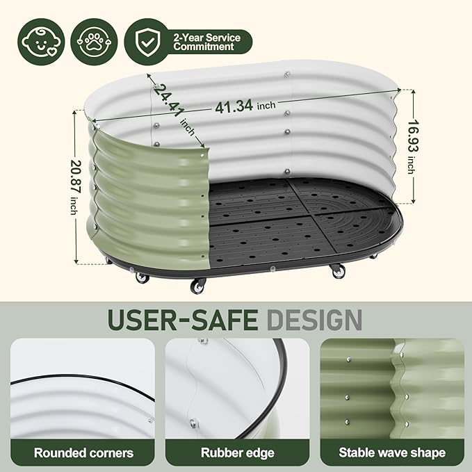 SPECILITE Self-Watering Raised Garden Bed with Wheels, Indoor/Outdoor Metal Elevated Raised Beds for Gardening, Durable Galvanized Rolling Planter Box for Vegetables, Flowers, Herbs, and Fruit
