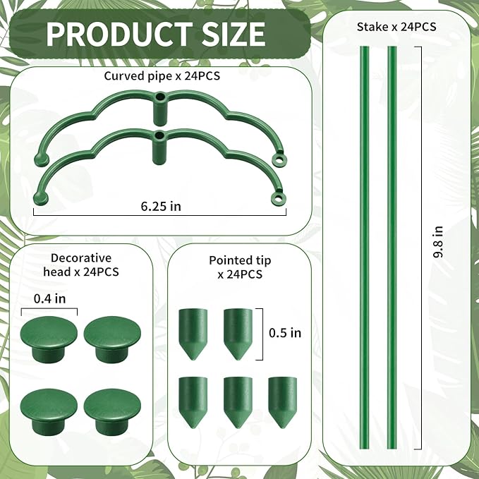 Moiggonoy 24 Pack Plant Support Stakes Sets - Versatile Plant Cages, Stackable Garden Flower Support， Small Plant Stakes for Indoor Plants,Tomato,Monstera, Peony, Hydrangea, Climbing Plants