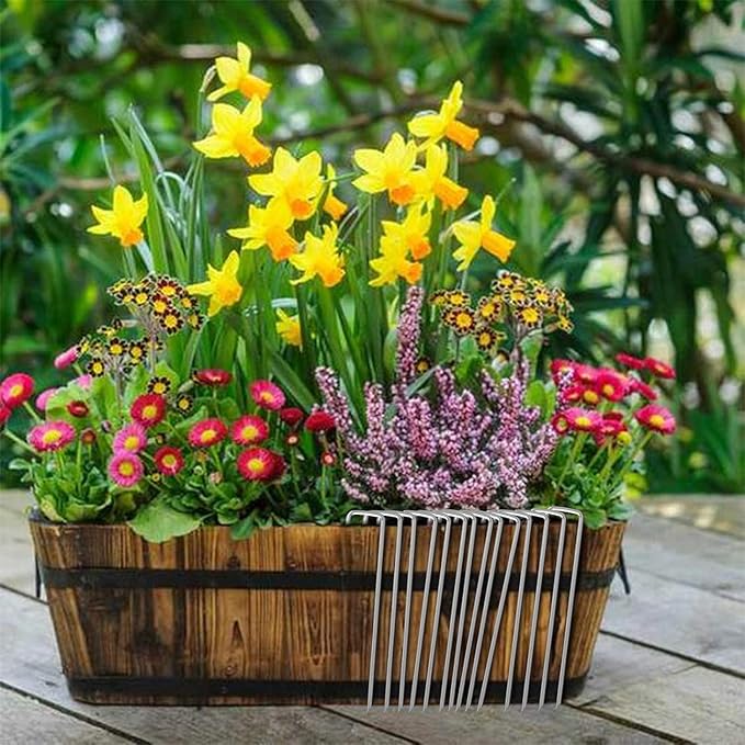 6 Inch Galvanized Garden Landscape Staples Stakes, 25 50 100 PCS Anti-Rust Garden Staples Tent Ground Stakes U-Shaped Landscape Pins for Secure Lawn Fabric, Decoration (50, 6 Inch)