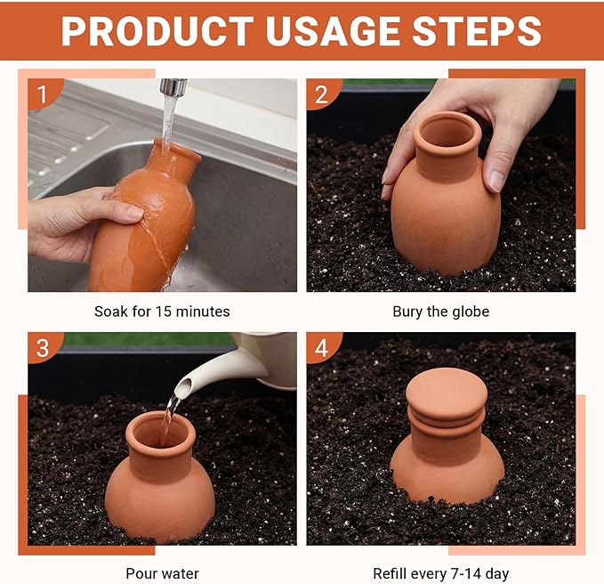12 Pcs 15 oz Self Watering Ollas Terracotta Pots with Lid Terra Cotta Clay Plant Self Watering System Pot Automatic Plant Irrigation Devices for Indoor Outdoor Garden