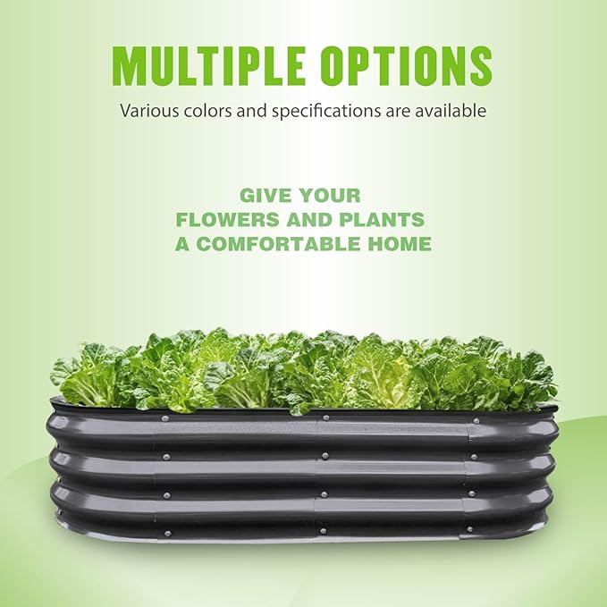 GrowHaus 4x2x1FT Galvanized Raised Garden Bed, Planter Boxes Outdoor Metal Garden Beds for Planting Vegetables Flowers Herbs Dark Gray