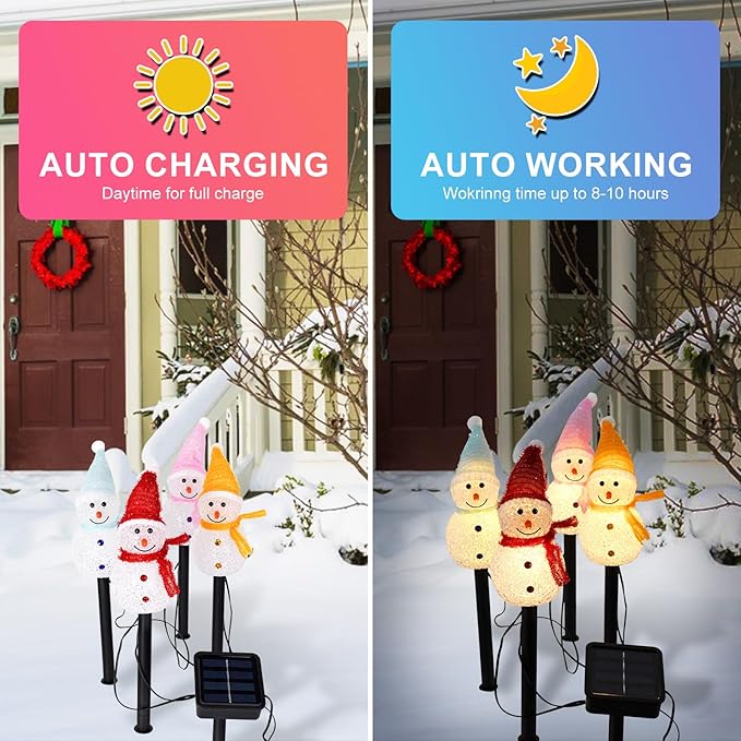 Outdoor Christmas Decorations 2025-Christmas Light Stakes for Yard-Snowman Solar Lights-Snowman Christmas Ornaments for Yard Garden Lawn Landscape Patio Walkway Decor