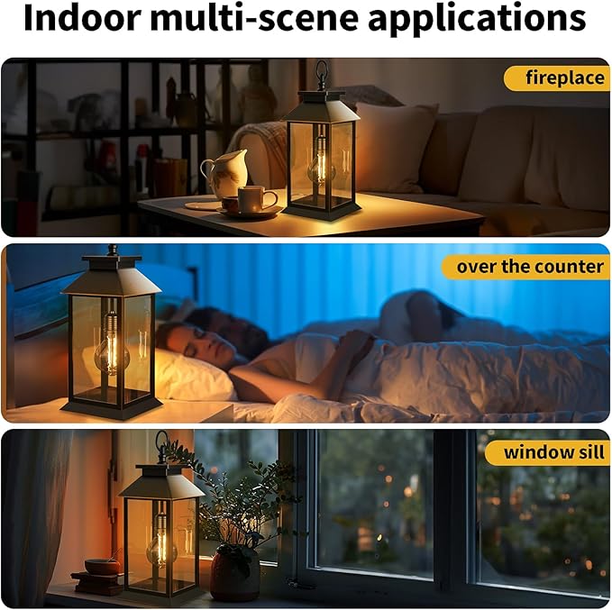 2 Pack Hanging Solar Lanterns Glass Solar Lights Outdoor Waterproof Upgraded Solar and AAA Battery Powered, for Outside Porch, Patio and Indoor Tables, Mantelpiece