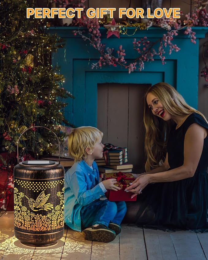 Gifts for Mom Christmas Solar Lanterns Outdoor Waterproof, Mom's Birthday Gifts Solar Lights Garden Decor, Birthday Gifts for Mom Hanging Light Yard Decoration Outdoor, Backyard, Patio, Porch