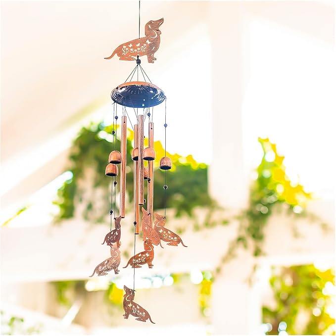 Dachshund Dog Wind Chimes for Outside,Dog Gifts for Women Men/Memorial Gift/Sympathy Gift/Birthday Gifts Metal windchimes Outdoors/Indoors,Garden Decor,Patio,Home,Porch,Yard Decorations