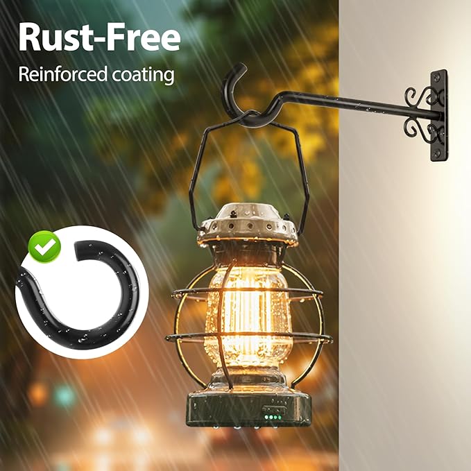 BOLITE Plant Hangers, 8 Inch Plant Hooks for Wall Indoor Outdoor, Metal Hooks for Hanging Hummingbird Feeders, Bird Feeders, Planters, Lanterns, Wind Chimes, 2 Pack, Black, Gifts for Women Men