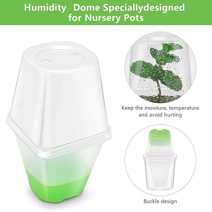 Sckee Clear Nursery Pots for Plants,30 Packs Seed Starting Pots 3.1 inch Plastic Plant Pot Seedling Pots with Drainage Holes Plant Nursery Pots with Silicone Base Seed Starting Pot