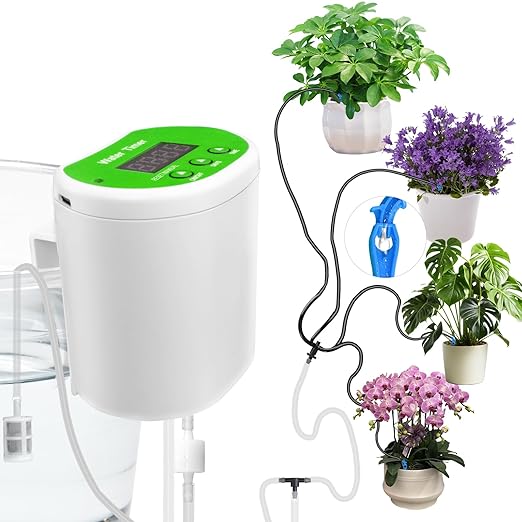 Automatic Plant Waterer Self Watering System - Drip Irrigation Kit with Programmable Timer, Water Up to 12 Potted Plants, Perfect for Indoor Gardens, Balconies & Outdoor Parks
