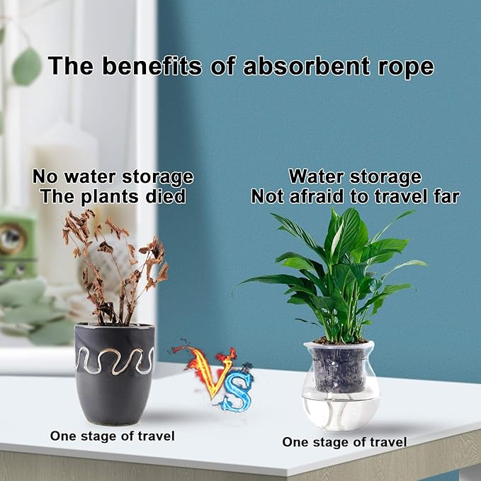 Augshy 1/6 Inches Self Watering Wick Cord String Cotton Rope for DIY Plant Automatic Watering Device (40 Feet)