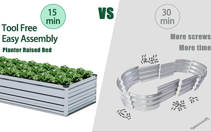 8x3x1.5FT Galvanized Raised Garden Bed Outdoor for Vegetables,Galvanized Planter Boxes Metal Raised Beds for Gardening