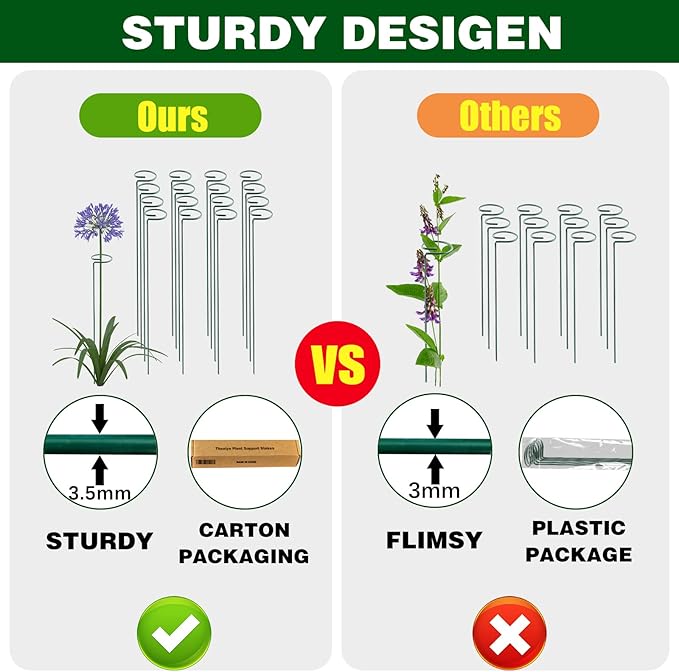 Thealyn 24 Inch 20 Packs Plant Support Stakes, Garden Single stemmed Plant Support Hoops Plant Prop for Flowers Orchid Tomatoes Peony Lily Rose Gladiolus (24 inch)