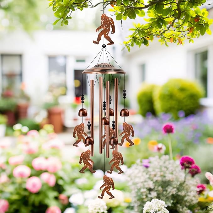 Bigfoot Gift Wind Chimes - Big Foot Sasquatch Gifts for Men Women, Father Mother Grandparents Friends Birthday, Memorial Wind Chimes for Outside, Garden Patio Yard Decor