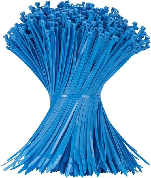 12 Inch Zip Ties Blue 1000 PCS, 50 Lbs- Heavy Duty Tensile Strength, Nylon PA66 UV Resistant Cable Ties for Indoor and Outdoor Use - Ideal for object bundling and fastening