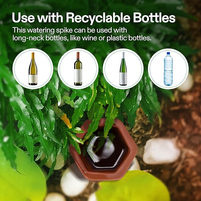 VIVOSUN 10Pcs Self-Watering Spikes, 7 Inch Hexagonal Terracotta Watering Stakes, Auto-Water Device, Planter Insert for Indoor & Outdoor Potted Plants, 20-Pack