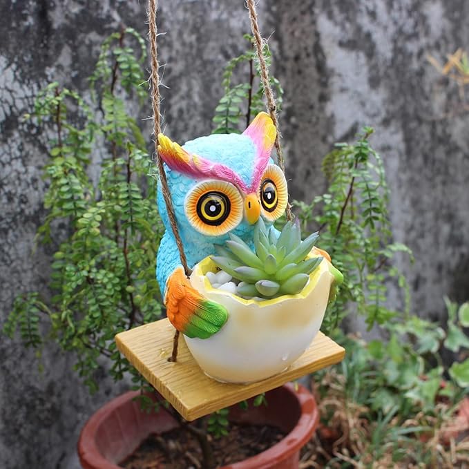 Hanging Planter for Indoor/Outdoor Plant - Swinging Animal Planter Pot for Succulents, Small Plants (Animal Home Decor) (clourfull)