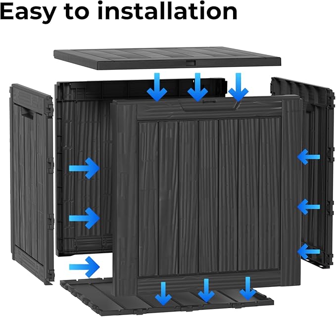 Yardgrace 29 Gallon Resin Deck Box Waterproof Outdoor Storage Box for Patio Furniture Pool Accessories Indoor Storage for Cushion Garden Tools, Black