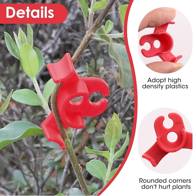 TNJPSEK 100 Pcs Plant Training Clips, Adjustable Low-Stress Training Plant Clips, Reusable 90-Degree Bendies Folder to Bend for Tomatoe Cucumber Bean Climbing Plants in Indoor Outdoor Gardens (Red)