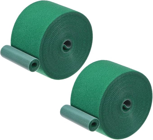 2-Roll Garden Plant Tape, 16 ft x 2 in Garden Hook and Loop Plant Ties Multi-Purpose Use Adjustable and Reusable Twist Wire Tape for Plants/Flowers/Vines [Green]