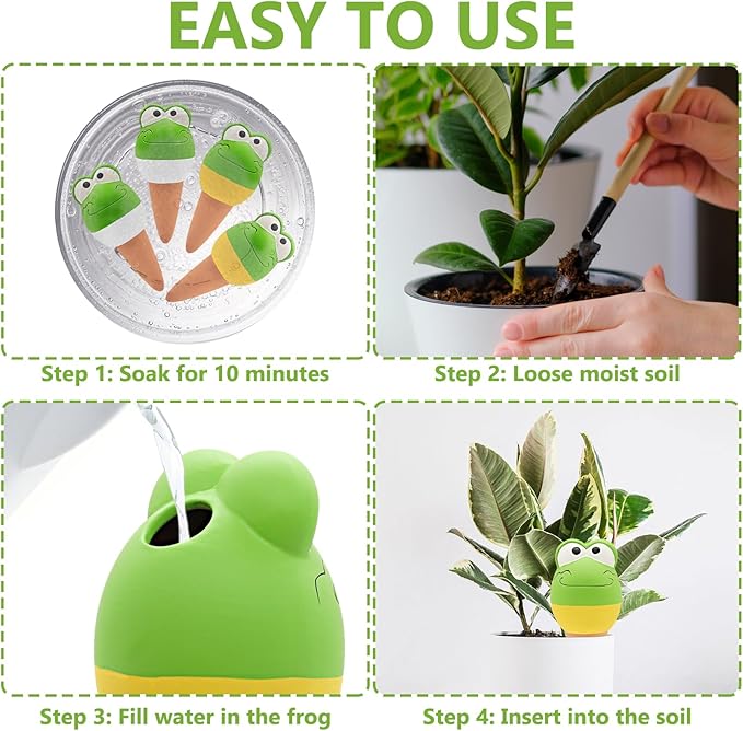 4 Pack Terracotta Self Watering Spikes, Automatic Plant Waterer Devices Continuous Moisture with Slow Release Plant Watering Globes Watering System